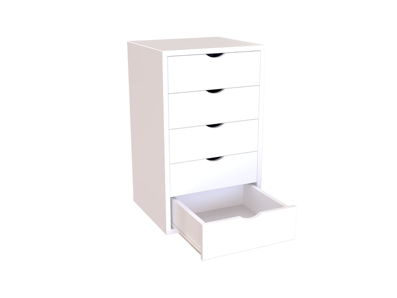  Caisson à tiroirs 5 en bois massif, blanc BLOC5T-LB - Conforama C