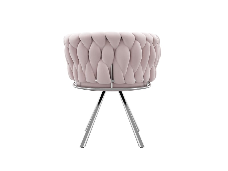 Chaise maquillage velours 360° 59x54x72 cm ergonomique dossier incurvé rembourrage dense quatre pieds métal rose - Conforama R