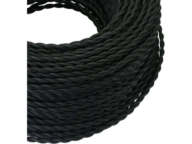  Câble electrique textile 10m，rétro corde de chanvre tressé torsadée câble 2x0,75 mm², 2 fils torsadés toronnés，pour diy pendentif lampenoir  - Conforama C