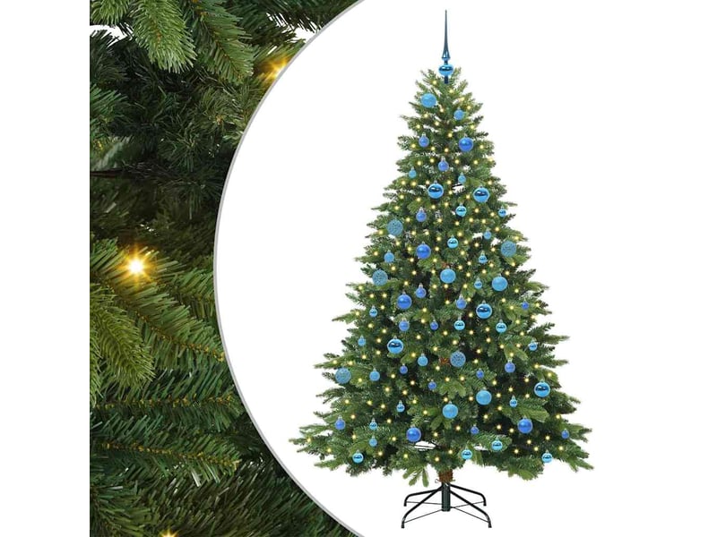 Sapin de noël - arbre de noël artificiel avec 300 led vert 180 cm pe et pvc - Conforama A