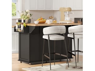 Desserte de cuisine 120x45x87 cm avec plateau rabattable mdf noir et naturel