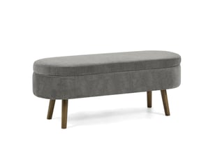 Banquette de rangement 110 x 40 x 42 cm gris foncé en chenille, coffre intérieur et couvercle hydraulique