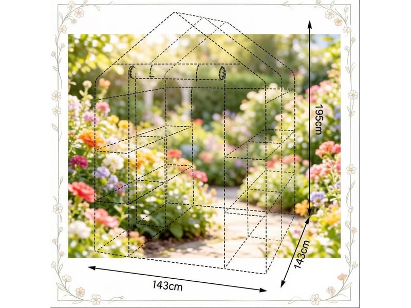  Serre de jardin 143x143x195 cm avec fermeture éclair métal blanche  - Conforama E
