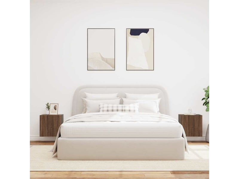  Lot de 2 meuble tv mural avec lumières led chêne marron 40,5x35x40 cm  - Conforama D