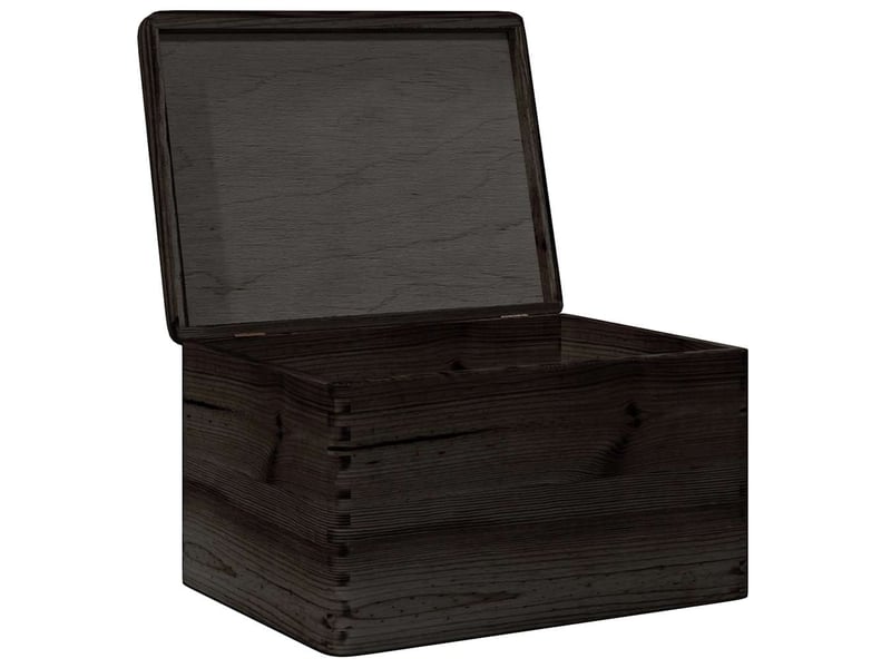  Boîte de rangement, coffre de rangement avec couvercle noir 40x30x23cm bois de pin massif  - Conforama E