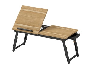 Table de lit pour ordinateur portable inclinable avec tiroir - mdf, bambou verni chêne