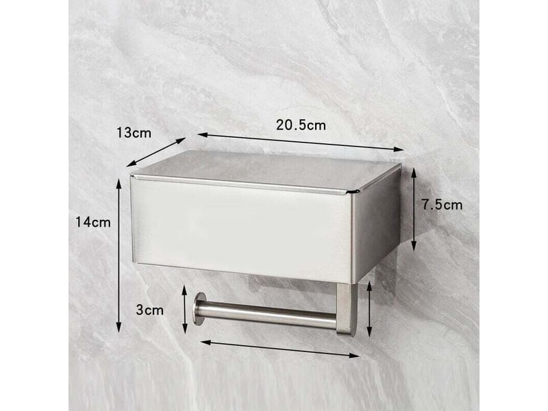  Enowelir support mural porte papier toilette avec boîte à lingettes humides en acier inoxydable sans perçage et étagère pour salle de bain  - Conforama A