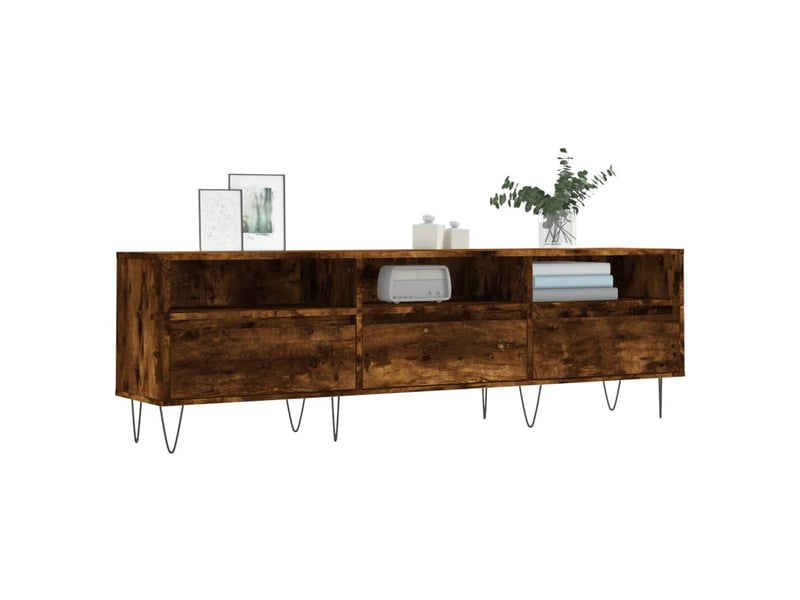  Meuble tv - banc tv - meuble de rangement chêne fumé 150x30x44,5 cm bois d'ingénierie  - Conforama C