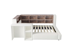 Lit avec rangement 90x200 cm <strong>ZOVIRA</strong> <strong></strong> coloris beige