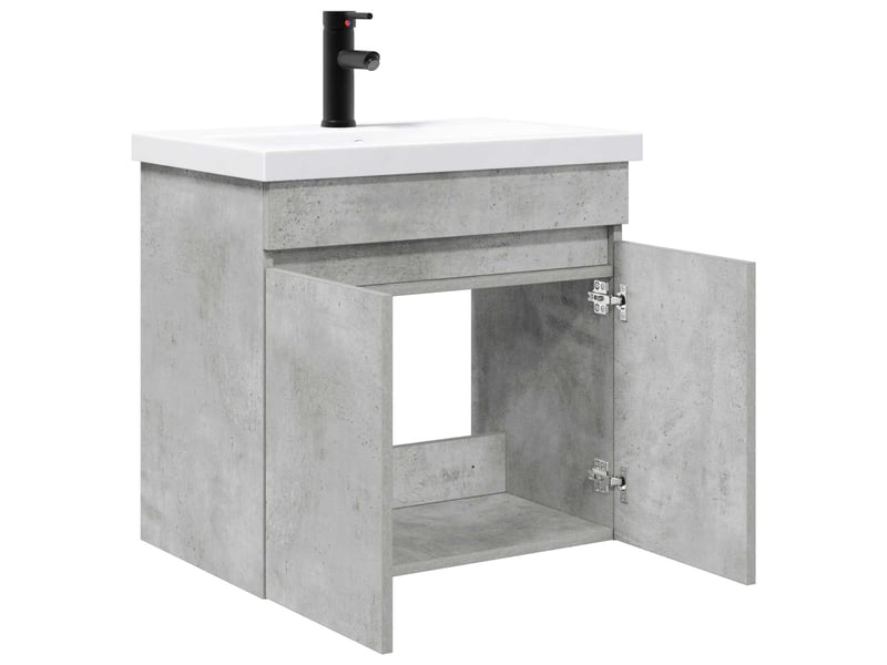 Meuble de rangement salle de bain avec robinet gris béton shl7472 - Conforama D
