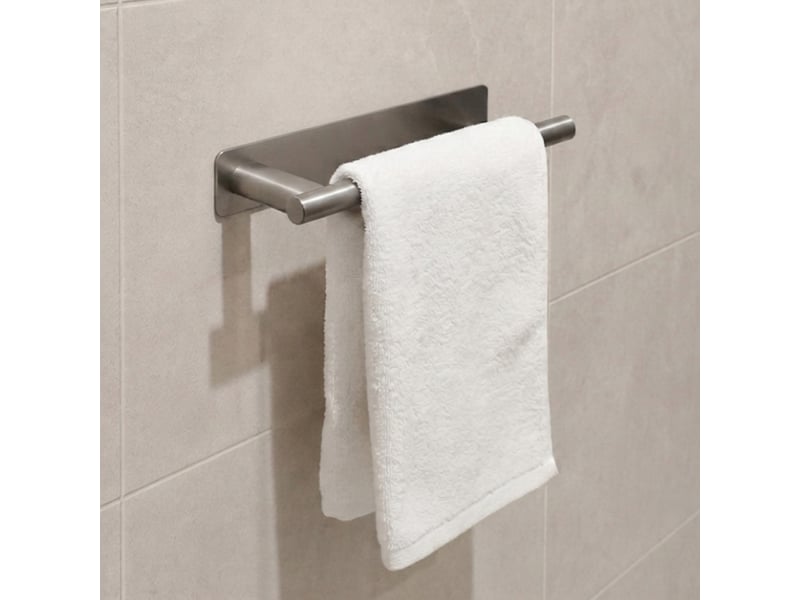  Porte serviette adhésif mural salle de bain ou cuisine 1 barre, sans perçage - acier inoxydable - chrome  - Conforama D