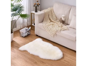 Peau de mouton synthétique, comme véritable laine tapis en fourrure synthétique, man-made laine tapis de canapé coussin (blanc, 50 x 80 cm)