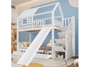 Lit superposé 90x200 cm <strong>MODENVIE</strong>  <strong></strong> coloris blanc