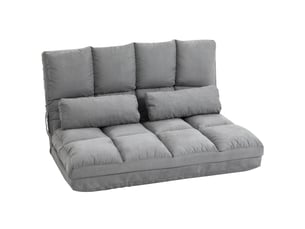 Canapé droit convertible <strong>CHICFURN</strong> <strong></strong> 2 places Tissu gris avec coffre de rangement