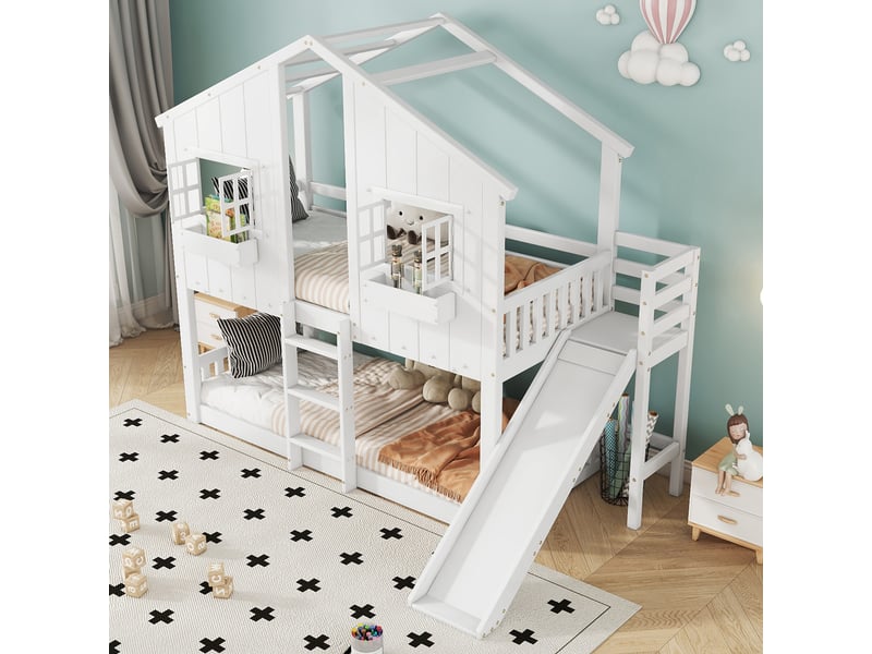  Lit superposé 90x200cm coloris blanc lit enfant blanc - Conforama E
