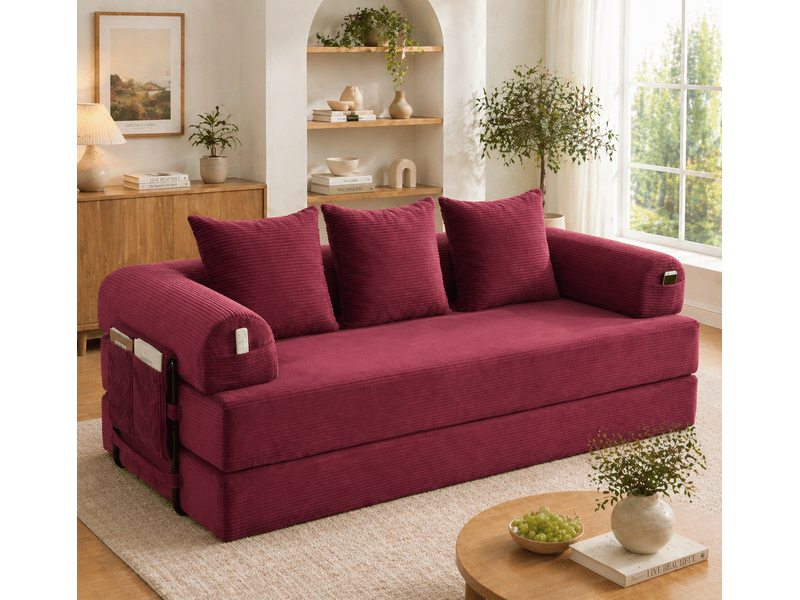 Canapé convertible, canapé-lit; poches latérales, en tissu, pour salon - Conforama A
