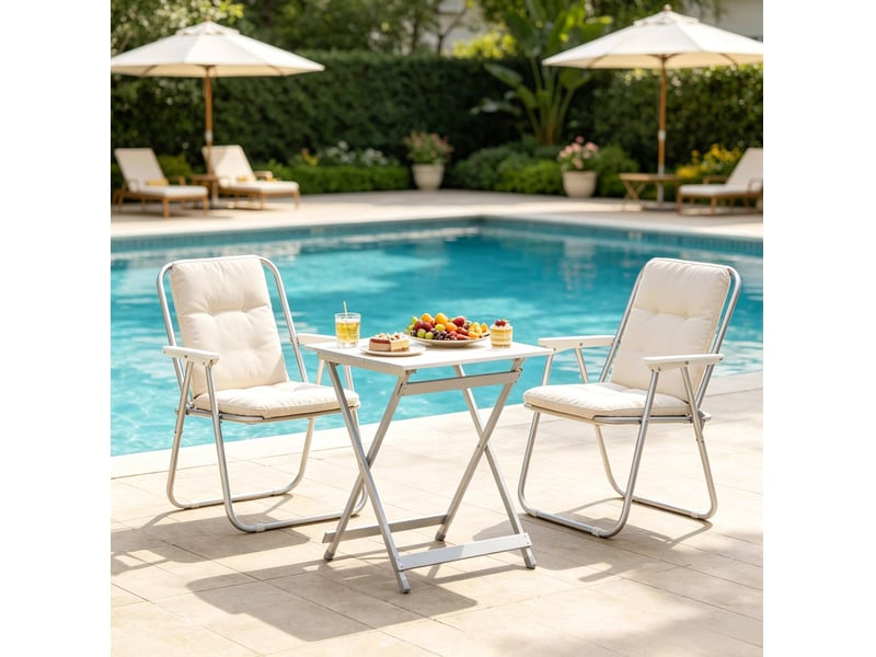  Table pliante d'extérieur 47x50,5x59,5 cm métal argenté  - Conforama B
