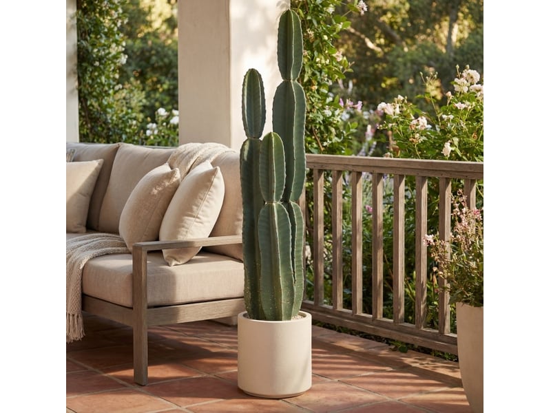  Plante artificielle cactus 111 cm – vert – en pot décoratif, touche naturelle pour salon, bureau et entrée  - Conforama B
