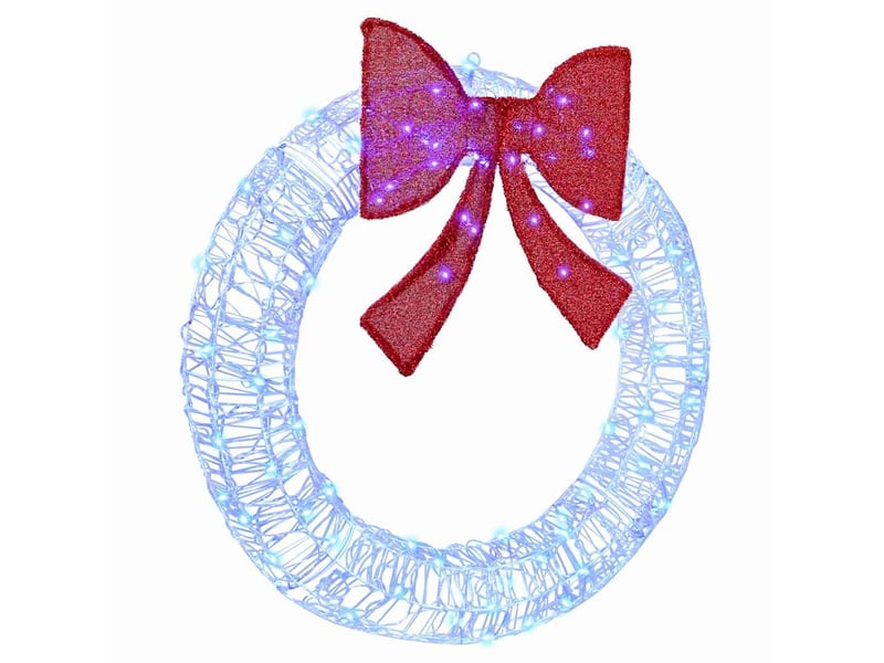  Couronne de noël, décoration de noël 80 led bleu 92 x 92 x 9,5 cm acrylique cf61761  - Conforama A
