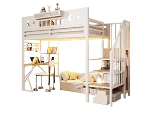 Lit mezzanine 90x200 cm OKWISH   coloris blanc
