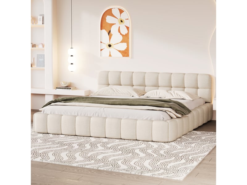  Lit 2 places 160x200 cm coloris beige  - Conforama D