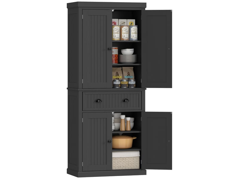  Buffet haut de cuisine 4 portes et 1 tiroir noir 76,2 x 40,2 x 183 cm  - Conforama A