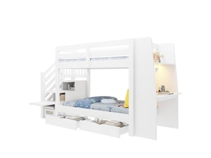 Lit superposé 90x200 cm <strong>OOIILLEE</strong>  <strong>Luxe haut de gamme</strong> coloris blanc