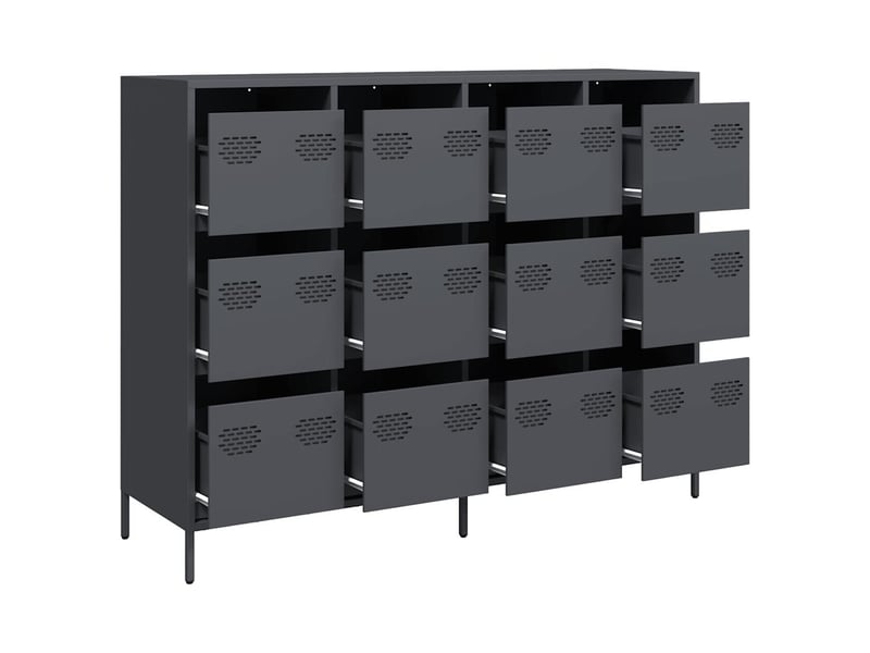  Buffet - bahut - meuble de rangement anthracite 135x39x103,5 cm acier laminé à froid  - Conforama D