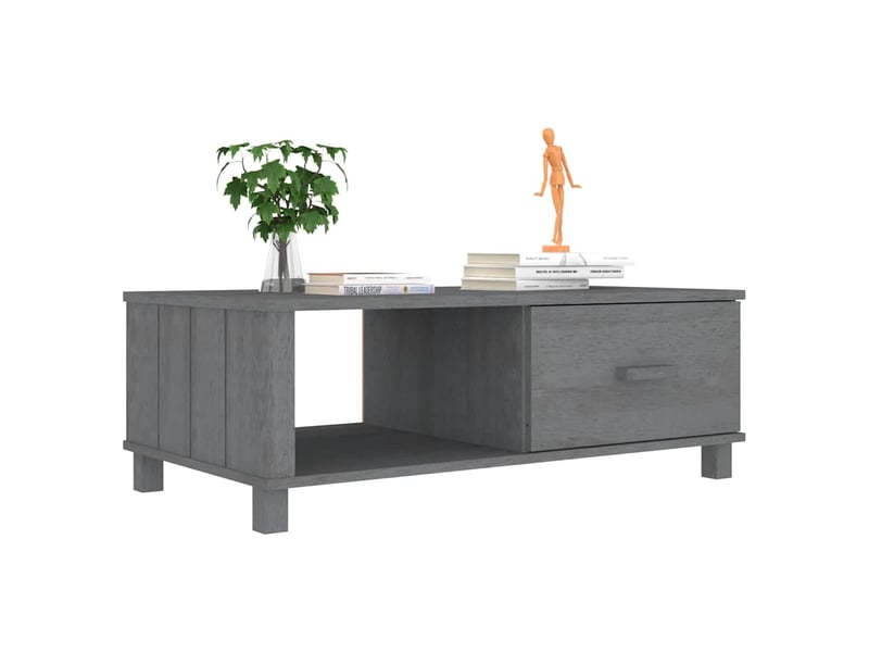  Table basse - table de salon - table à thé hamar gris foncé 100x55x35 cm bois massif de pin  - Conforama D