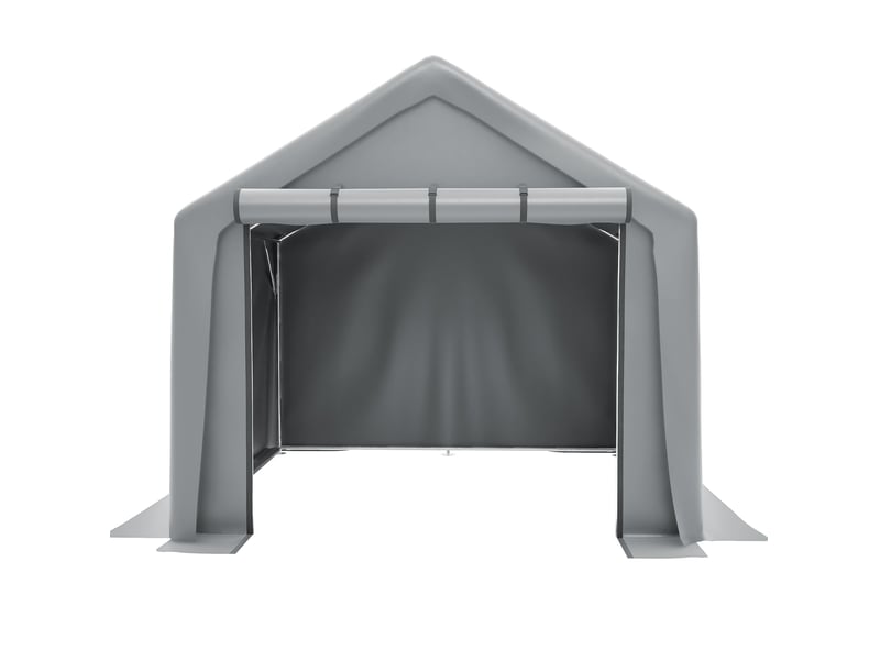  Abri de rangement extérieur 244 x 241 x 217 cm gris foncé, bâche pe 170 gm², avec porte à enroulement  - Conforama A