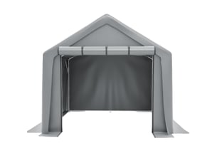 Abri de rangement extérieur 244 x 241 x 217 cm gris foncé, bâche pe 170 gm², avec porte à enroulement