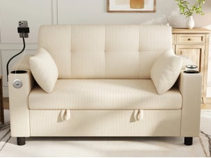 Canapé d'angle droit fixe <strong>BGSRYAO</strong> <strong></strong> 2 places Tissu beige