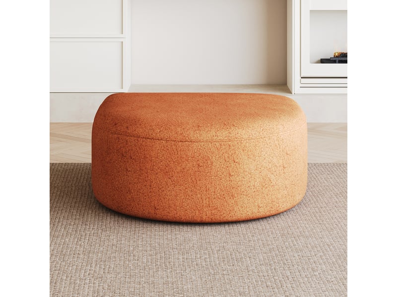  Pouf orange en tissu repose-pieds de salon rembourrage mousse 87x84x38cm  - Conforama D