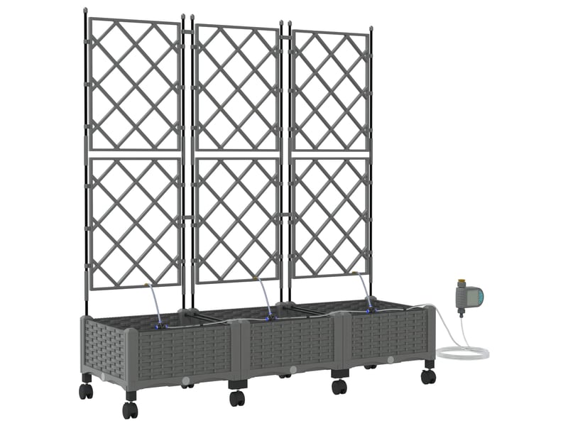  Jardinière - porte-plante de jardin avec irrigation et roues 3 pcs gris clair  - Conforama A
