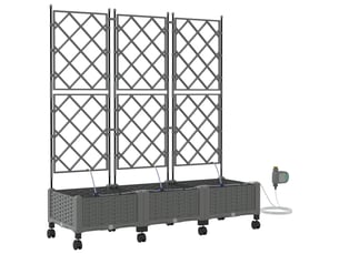 Jardinière - porte-plante de jardin avec irrigation et roues 3 pcs gris clair
