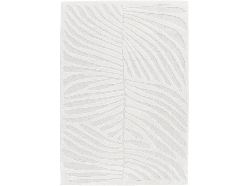  Tapis doux moderne motif feuilles en relief blanc 160x230  - Conforama B