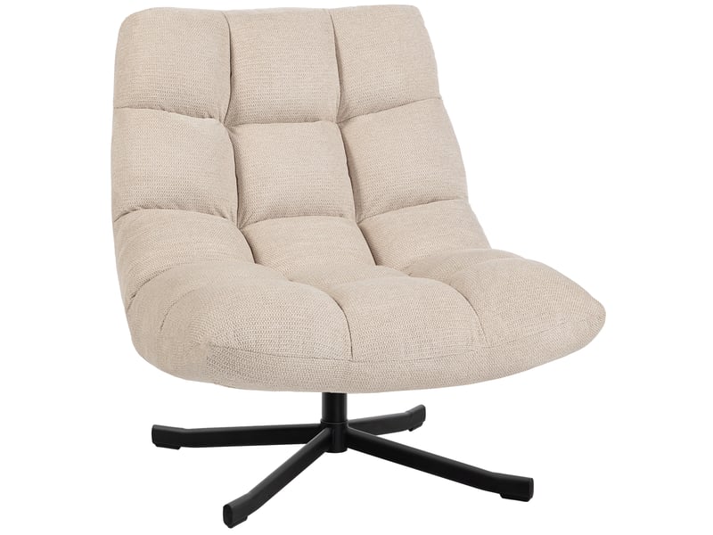  Fauteuil salon sans accoudoirs, chaise pivotante en tissu chenille, 75 x 95 x 90 cm, assise large, crème  - Conforama B