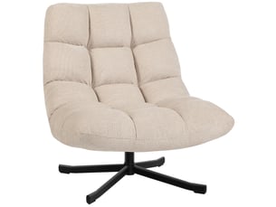Fauteuil salon sans accoudoirs, chaise pivotante en tissu chenille, 75 x 95 x 90 cm, assise large, crème