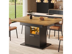 Table à manger extensible,110-140x80x77,2 cm,avec rangement led,mdf,noire