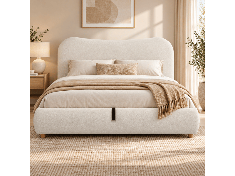  Lit coffre hydraulique 180x200 avec sommier à lattes blanc evryae  - Conforama B