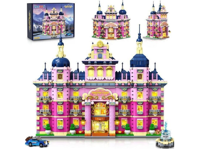  Manoir led pinkspire 1815 pieces villa rose avec voiture et fontaine 151498_AABSG92269_6_DROPFR - Conforama A