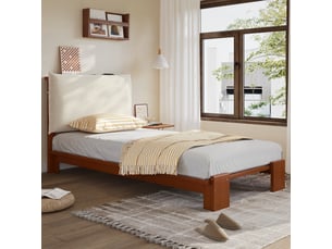 Lit simple 90x200 cm <strong></strong> <strong></strong> coloris marron
