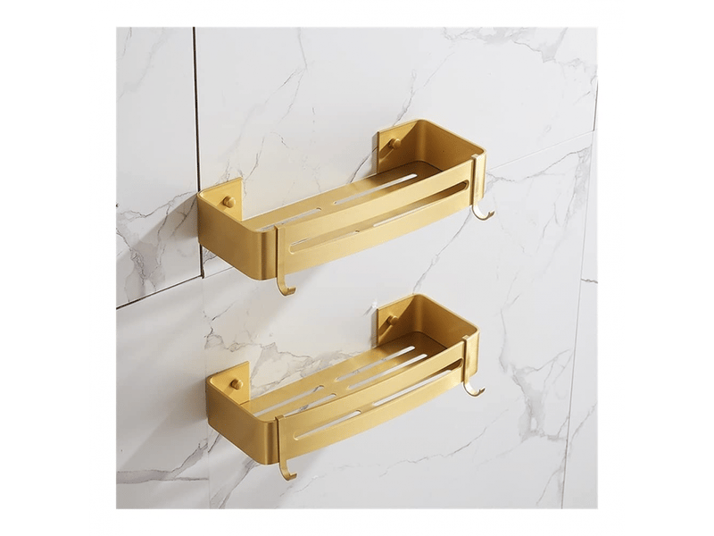  Étagère d'angle flottante pour salle de bain brossé - support mural compact pour shampooings et cosmétiques - surface antirouille et design élégant  - Conforama A