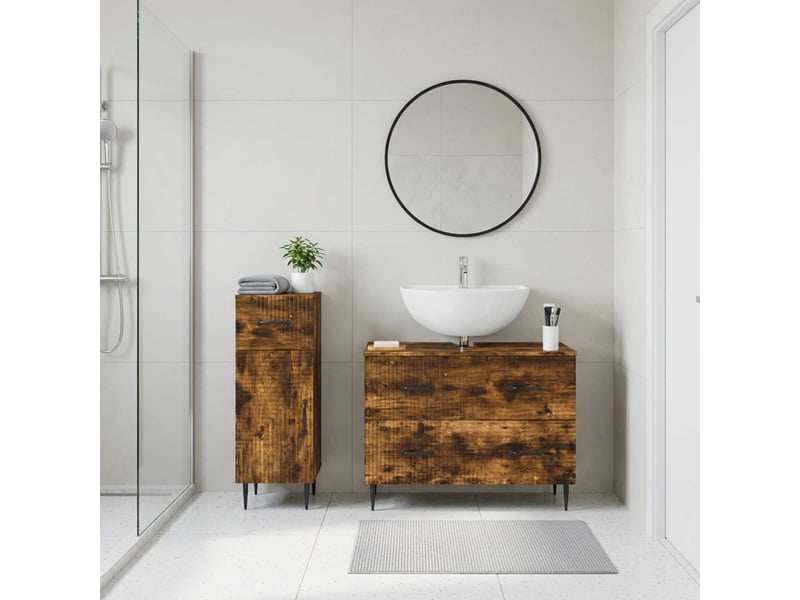  Ensemble de 2 meubles de salle de bain haarlem chêne fumé cf63161  - Conforama B