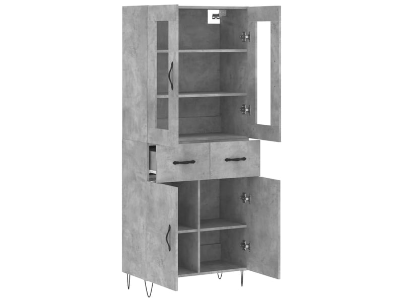  Buffet haut - bahut - meuble de rangement gris béton 69,5x34x180 cm bois d'ingénierie  - Conforama D
