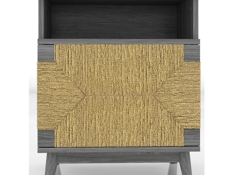  Lot de 2 tables de chevet boho 48x35x58 cm gris avec porte  - Conforama R