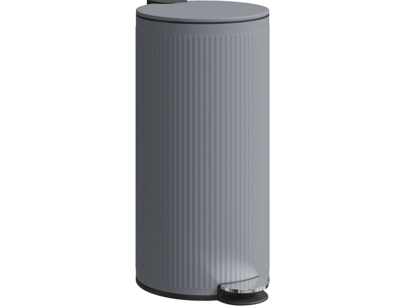  Corbeille à déchets 30 l avec pédale, couvercle à fermeture douce, bac intérieur en métal, gris foncé, 36 x 30 x 60,5 cm  - Conforama A