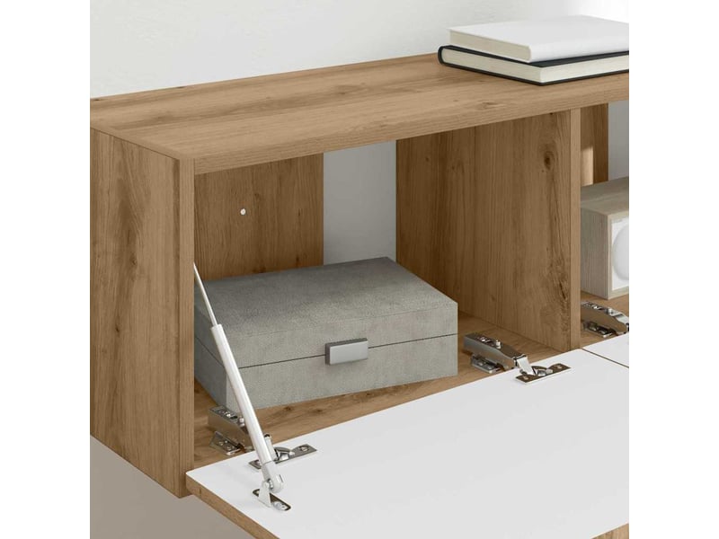  Meuble tv - banc tv - meuble de rangement mural 98 x 31 x 29,5 cm chêne artisan  - Conforama D