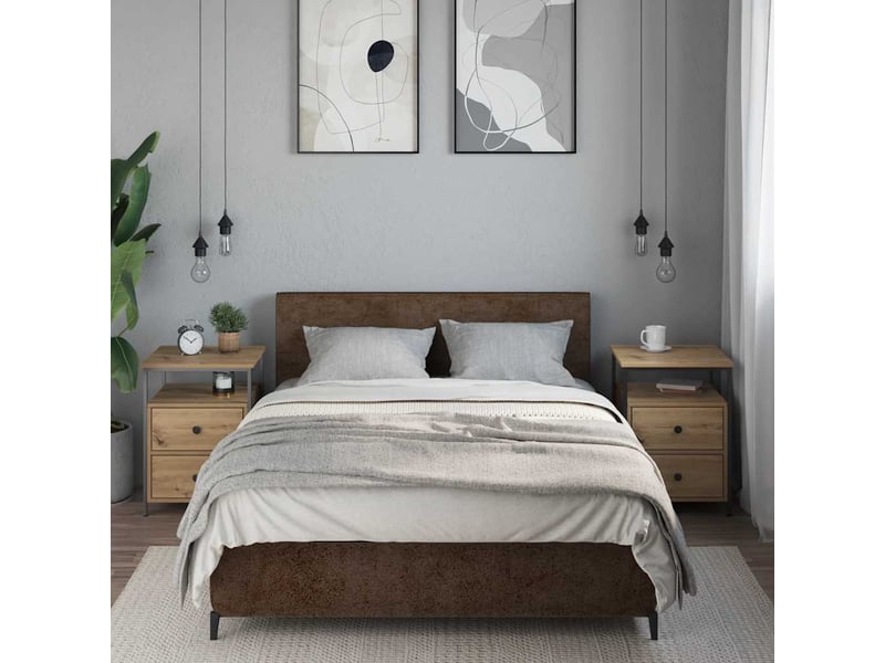  Lot de 2 tables de chevet - cabinet de chevet - table de nuit chêne artisanal bois d'ingénierie  - Conforama B