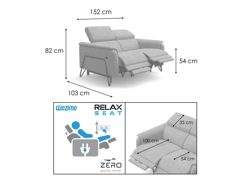 Canapé 2 places roden, 2x relax, tissu velours bordeaux - Conforama D